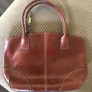 Fossil brown leather dual strap shoulder bag